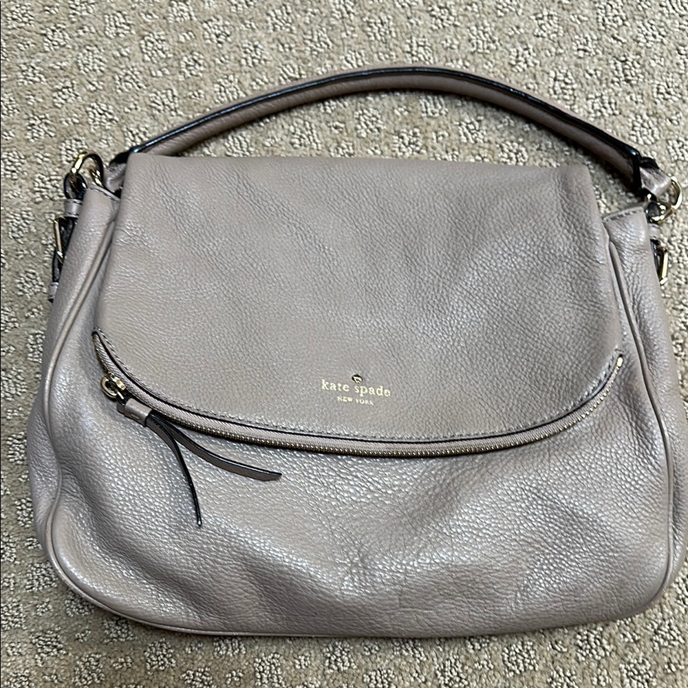Kate Spade Gray Textured Leather Shoulder Bag